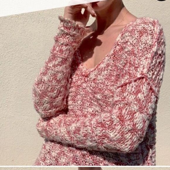 Free People V Neck Marled Yarn Sweater - Picture 2 of 5